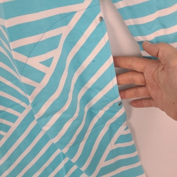 NEW Sport Savvy Aqua Blue Stripe French Terry Dress Pockets Sz L NWT - Picture 3 of 6